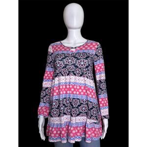 One Step Up Multicolor Boho Long Sleeve Tunic Dress Girls Size Medium 10/12